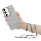 For Samsung Galaxy A54 5G Honeycomb Radiating Lens Holder Magsafe Phone Case with Lanyard(Grey) - 3