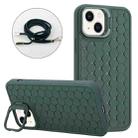 For iPhone 14 Honeycomb Radiating Lens Holder Magsafe Phone Case with Lanyard(Green) - 1