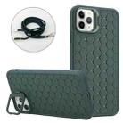 For iPhone 14 Pro Max Honeycomb Radiating Lens Holder Magsafe Phone Case with Lanyard(Green) - 1