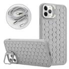 For iPhone 13 Pro Max Honeycomb Radiating Lens Holder Magsafe Phone Case with Lanyard(Grey) - 1