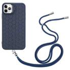 For iPhone 16 Pro Max Honeycomb Radiating Lens Holder Magsafe Phone Case with Lanyard(Blue) - 2