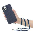 For iPhone 16 Pro Max Honeycomb Radiating Lens Holder Magsafe Phone Case with Lanyard(Blue) - 3