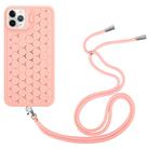 For iPhone 16 Pro Max Honeycomb Radiating Lens Holder Magsafe Phone Case with Lanyard(Pink) - 2