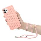 For iPhone 16 Pro Max Honeycomb Radiating Lens Holder Magsafe Phone Case with Lanyard(Pink) - 3