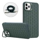 For iPhone 16 Pro Max Honeycomb Radiating Lens Holder Magsafe Phone Case with Lanyard(Green) - 1