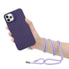 For iPhone 16 Pro Max Honeycomb Radiating Lens Holder Magsafe Phone Case with Lanyard(Purple) - 3