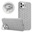 For iPhone 16 Pro Max Honeycomb Radiating Lens Holder Magsafe Phone Case with Lanyard(Grey) - 1