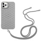 For iPhone 16 Pro Max Honeycomb Radiating Lens Holder Magsafe Phone Case with Lanyard(Grey) - 2