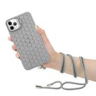 For iPhone 16 Pro Max Honeycomb Radiating Lens Holder Magsafe Phone Case with Lanyard(Grey) - 3