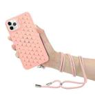 For iPhone 16 Pro Honeycomb Radiating Lens Holder Magsafe Phone Case with Lanyard(Pink) - 3