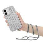 For iPhone 16 Plus Honeycomb Radiating Lens Holder Magsafe Phone Case with Lanyard(Grey) - 3