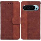 For Google Pixel 9 Pro 5G Geometric Embossed Leather Phone Case(Brown) - 1