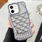 For iPhone 11 Mermaid Shape Embossed Electroplated TPU Phone Case(Blue) - 1