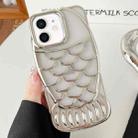 For iPhone 12 Mermaid Shape Embossed Electroplated TPU Phone Case(Silver) - 1