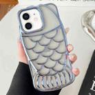 For iPhone 12 Mermaid Shape Embossed Electroplated TPU Phone Case(Blue) - 1