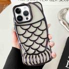 For iPhone 12 Pro Mermaid Shape Embossed Electroplated TPU Phone Case(Black) - 1