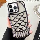 For iPhone 12 Pro Max Mermaid Shape Embossed Electroplated TPU Phone Case(Black) - 1