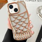 For iPhone 13 Mermaid Shape Embossed Electroplated TPU Phone Case(Gold) - 1