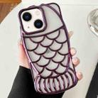 For iPhone 13 Mermaid Shape Embossed Electroplated TPU Phone Case(Dark Purple) - 1