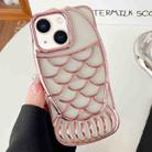 For iPhone 13 Mermaid Shape Embossed Electroplated TPU Phone Case(Rose Gold) - 1