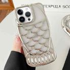 For iPhone 13 Pro Mermaid Shape Embossed Electroplated TPU Phone Case(Silver) - 1