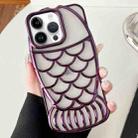 For iPhone 13 Pro Mermaid Shape Embossed Electroplated TPU Phone Case(Dark Purple) - 1