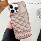 For iPhone 13 Pro Mermaid Shape Embossed Electroplated TPU Phone Case(Rose Gold) - 1