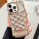 For iPhone 13 Pro Max Mermaid Shape Embossed Electroplated TPU Phone Case(Gold) - 1