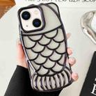 For iPhone 14 Mermaid Shape Embossed Electroplated TPU Phone Case(Black) - 1