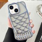 For iPhone 14 Mermaid Shape Embossed Electroplated TPU Phone Case(Blue) - 1