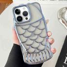 For iPhone 14 Pro Mermaid Shape Embossed Electroplated TPU Phone Case(Blue) - 1