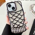 For iPhone 15 Mermaid Shape Embossed Electroplated TPU Phone Case(Black) - 1