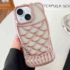 For iPhone 15 Mermaid Shape Embossed Electroplated TPU Phone Case(Rose Gold) - 1