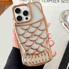 For iPhone 15 Pro Mermaid Shape Embossed Electroplated TPU Phone Case(Gold) - 1