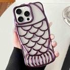 For iPhone 15 Pro Mermaid Shape Embossed Electroplated TPU Phone Case(Dark Purple) - 1