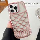 For iPhone 15 Pro Mermaid Shape Embossed Electroplated TPU Phone Case(Rose Gold) - 1