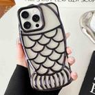 For iPhone 15 Pro Max Mermaid Shape Embossed Electroplated TPU Phone Case(Black) - 1