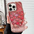 For iPhone 15 Pro Max Mermaid Shape Painted Paper Embossed Electroplated TPU Phone Case(Rose Gold) - 1