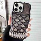 For iPhone 15 Pro Mermaid Shape Painted Paper Embossed Electroplated TPU Phone Case(Black) - 1