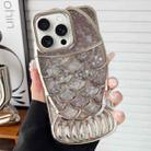 For iPhone 15 Pro Mermaid Shape Painted Paper Embossed Electroplated TPU Phone Case(Silver) - 1