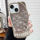 For iPhone 15 Mermaid Shape Painted Paper Embossed Electroplated TPU Phone Case(Silver) - 1