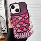 For iPhone 14 Mermaid Shape Painted Paper Embossed Electroplated TPU Phone Case(Dark Purple) - 1