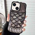 For iPhone 14 Mermaid Shape Painted Paper Embossed Electroplated TPU Phone Case(Black) - 1