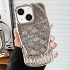 For iPhone 14 Mermaid Shape Painted Paper Embossed Electroplated TPU Phone Case(Silver) - 1