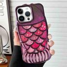 For iPhone 14 Pro Mermaid Shape Painted Paper Embossed Electroplated TPU Phone Case(Dark Purple) - 1