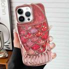 For iPhone 14 Pro Mermaid Shape Painted Paper Embossed Electroplated TPU Phone Case(Rose Gold) - 1