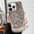 For iPhone 14 Pro Mermaid Shape Painted Paper Embossed Electroplated TPU Phone Case(Silver) - 1