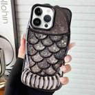 For iPhone 14 Pro Max Mermaid Shape Painted Paper Embossed Electroplated TPU Phone Case(Black) - 1