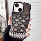 For iPhone 13 Mermaid Shape Painted Paper Embossed Electroplated TPU Phone Case(Black) - 1