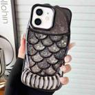 For iPhone 12 Mermaid Shape Painted Paper Embossed Electroplated TPU Phone Case(Black) - 1